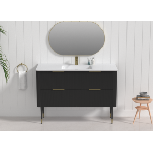 Line R-Corner Matte Black  All Drawers Vanity Cabinet Only